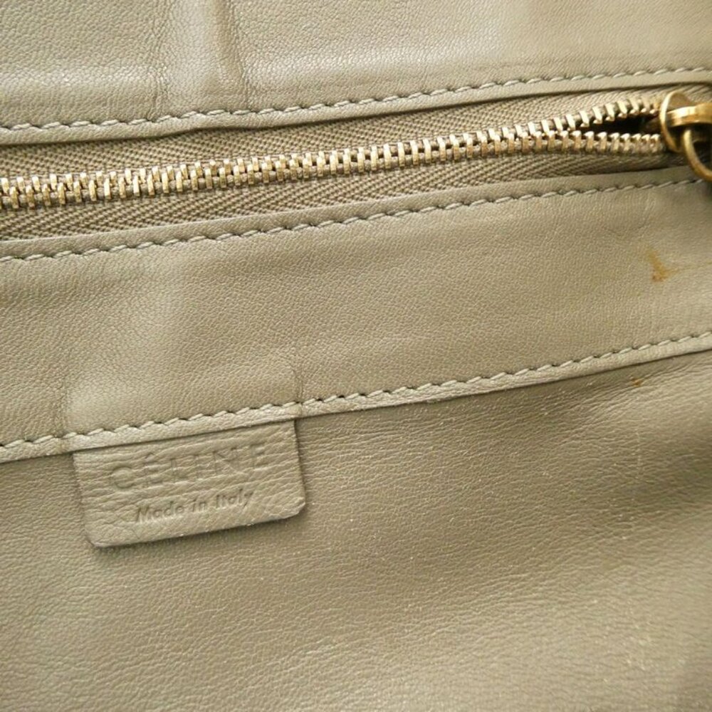 Celine Horizontal Cover Tote Leather Khaki Handbag - Picture 10 of 10